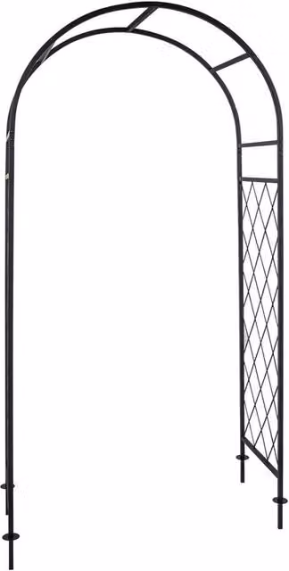 SPETLEK Metal Garden Trellis Arch Climbing Plant Support in Black, H 215.0 cm x W 115.0 cm x D 52.0 cm