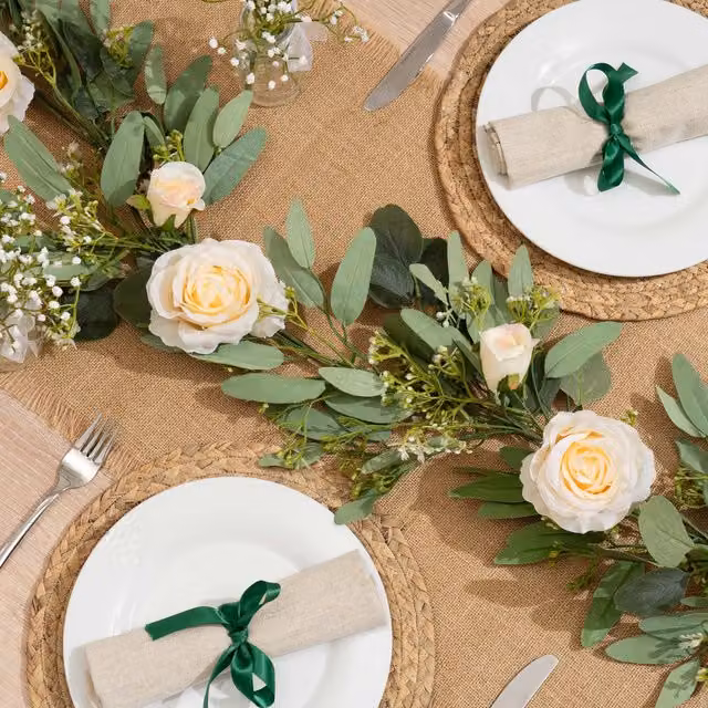 Scottish Everlastings Ltd Green Eucalyptus and Rose Floral Garland, 150 cm – 1