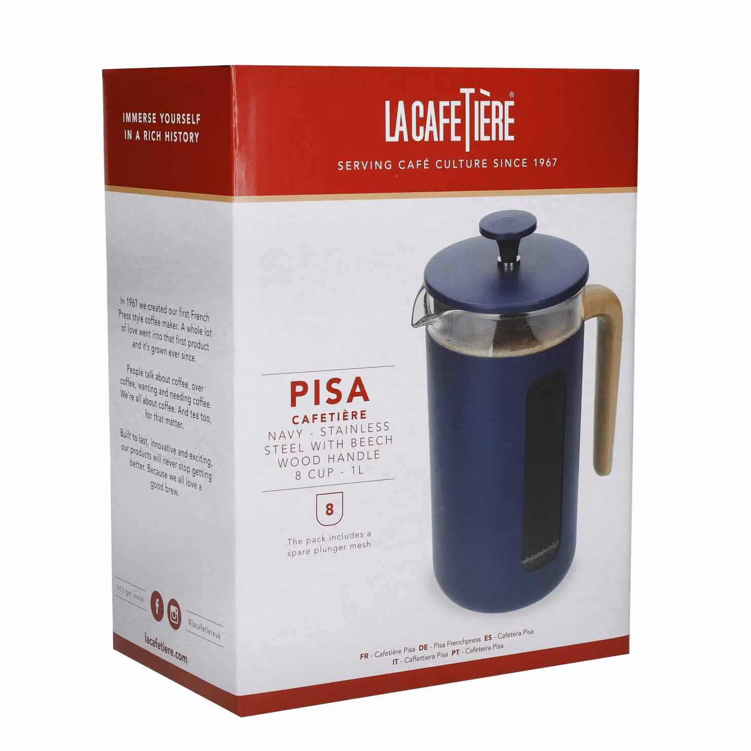 La Cafetiere Pisa 8-Cup French Press Coffee Maker, 0.95 l, Blue – 10
