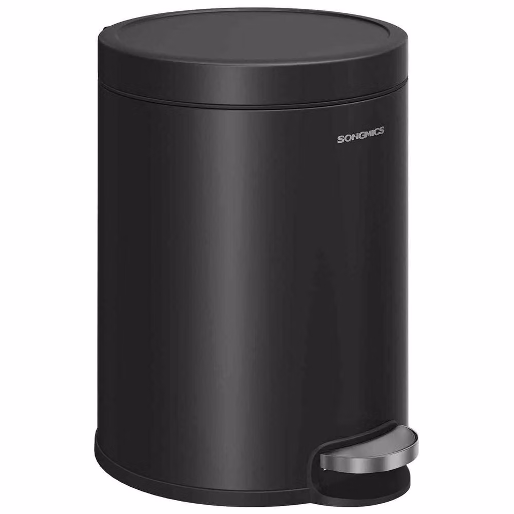 The Bazaarist Steel Pedal Bathroom Waste Bin with Soft Close Lid and Removable Inner Bucket, Jet Black – 2