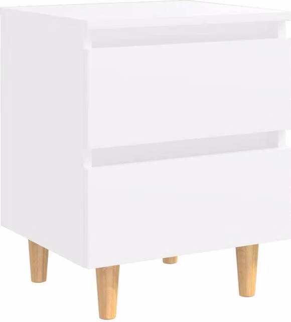 Berkfield Home Bed Cabinet in White with Solid Pinewood Legs, W: 40 cm, D: 35 cm, H: 50 cm