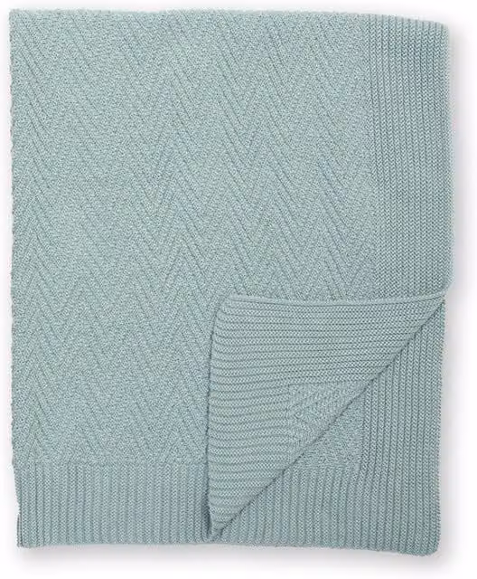 Kite Baby Heirloom Knitted Cotton Chevron Blanket in Green