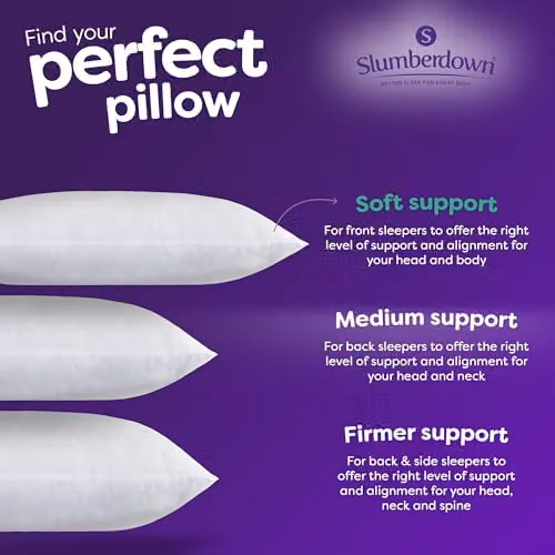 Slumberdown Cosy Nights Soft Support Bed Pillows, 2 Pack, White, W: 74 cm, H: 48 cm – 6