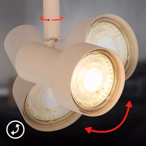 Briloner Beige Metal Adjustable Ceiling Spotlight for GU10 Bulbs, Diameter: 27.5 cm – 5
