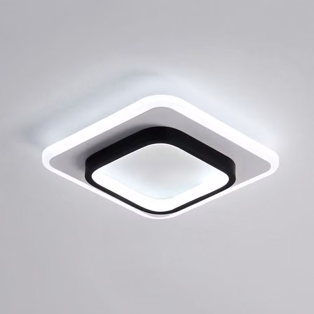 Pheashine Modern Square LED Ceiling Light in Black and White, 24W, 6500K Cool White