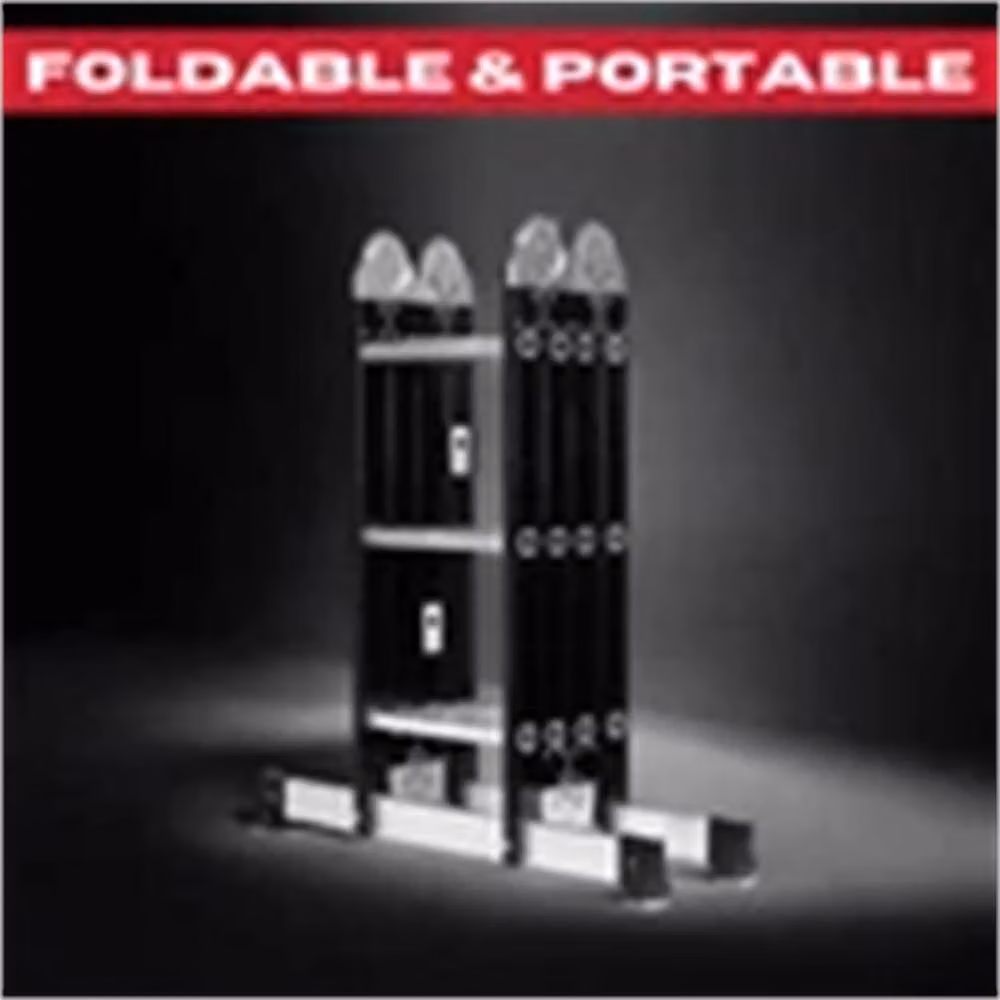 Nordara Heavy Duty 12 Tread Steel Multi Purpose Combination Ladder in Black W/D/H: 100 x 40 x 40 cm – 2