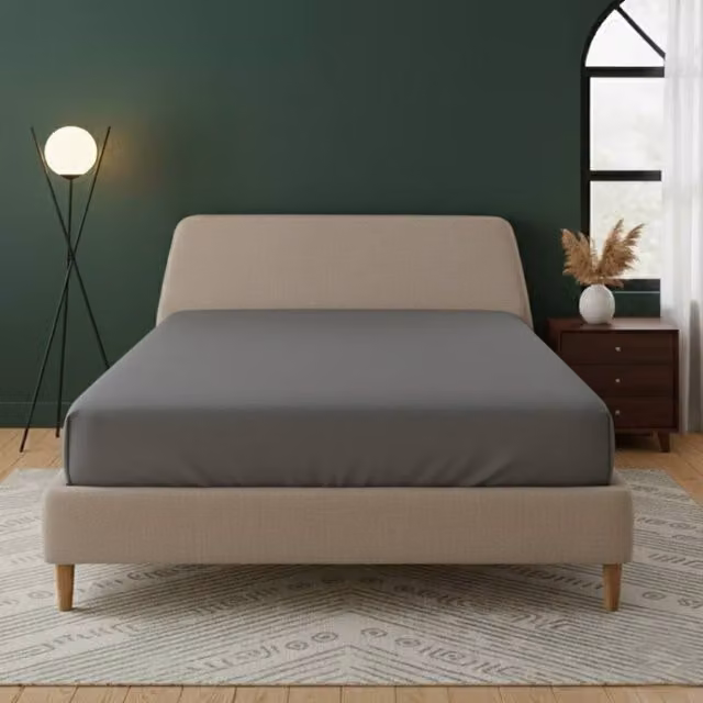 Snug City Grey Flannelette Extra Deep Fitted Sheet, Soft Brushed Cotton, W/D/H: 200 x 200 x 40 cm