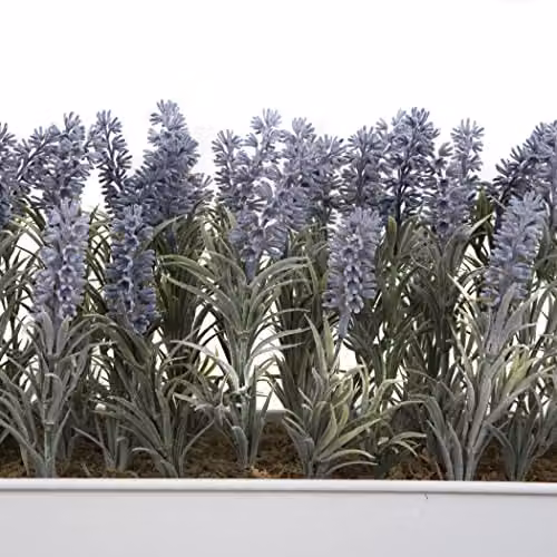 GreenBrokers Artificial Lavender in a Rustic Metal Rectangular Tin Planter, White and Purple, W: 30 cm, D: 33 cm, H: 30 cm – 3