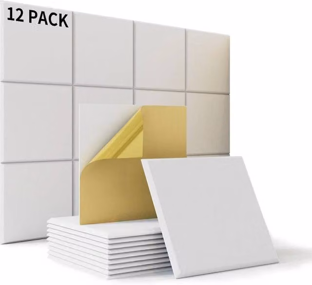 NESTLUNE 12-Piece White Wall Panel Tiles for Studio Soundproofing