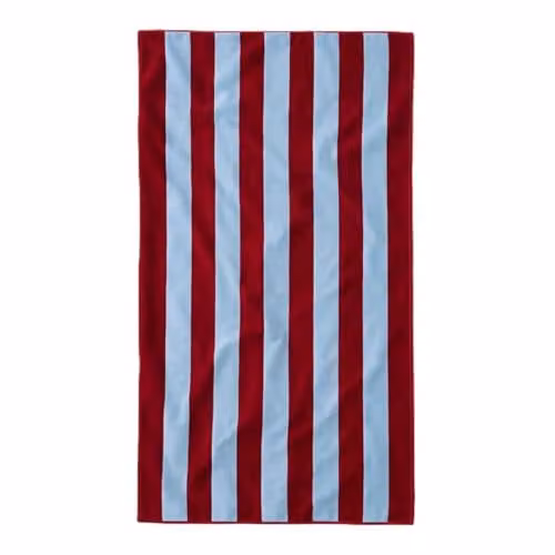 Misona Large Organic Cotton Striped Beach Towel in Red and Blue, W/D/H: 90 x 180 cm – 1