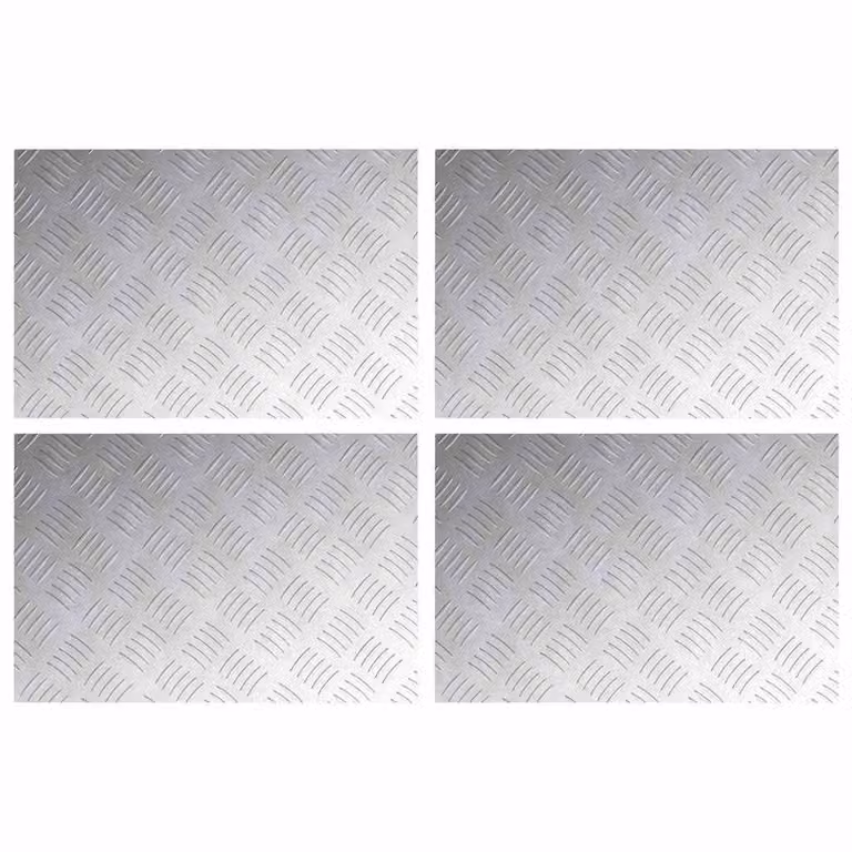 Berkfield Home Silver Aluminum Anti-Slip Checker Plates, 4 Pack, W: 60 cm, D: 40 cm