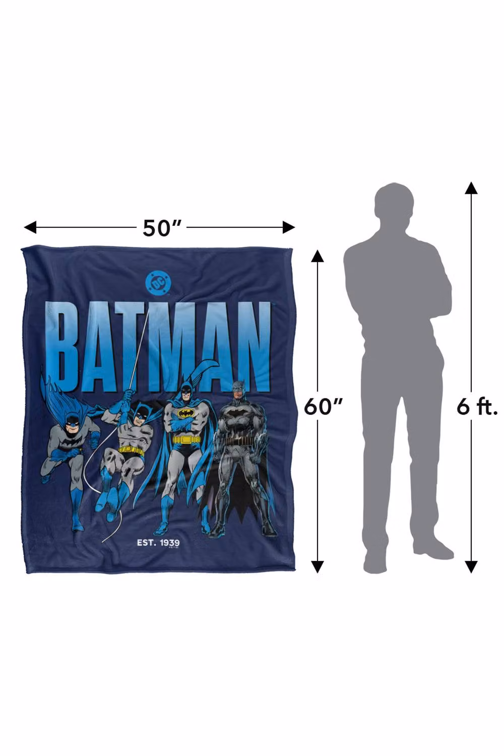 LOGOVISION Batman Across The Years Line Up Super Soft Silky Touch Fleece Throw Blanket, Multicolour, W: 152 cm, D: 127 cm – 8