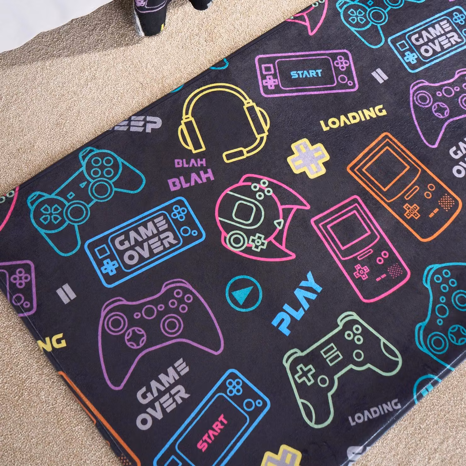 OHS Supersoft Washable Kids Gaming Rug in Black, Medium Size – 3