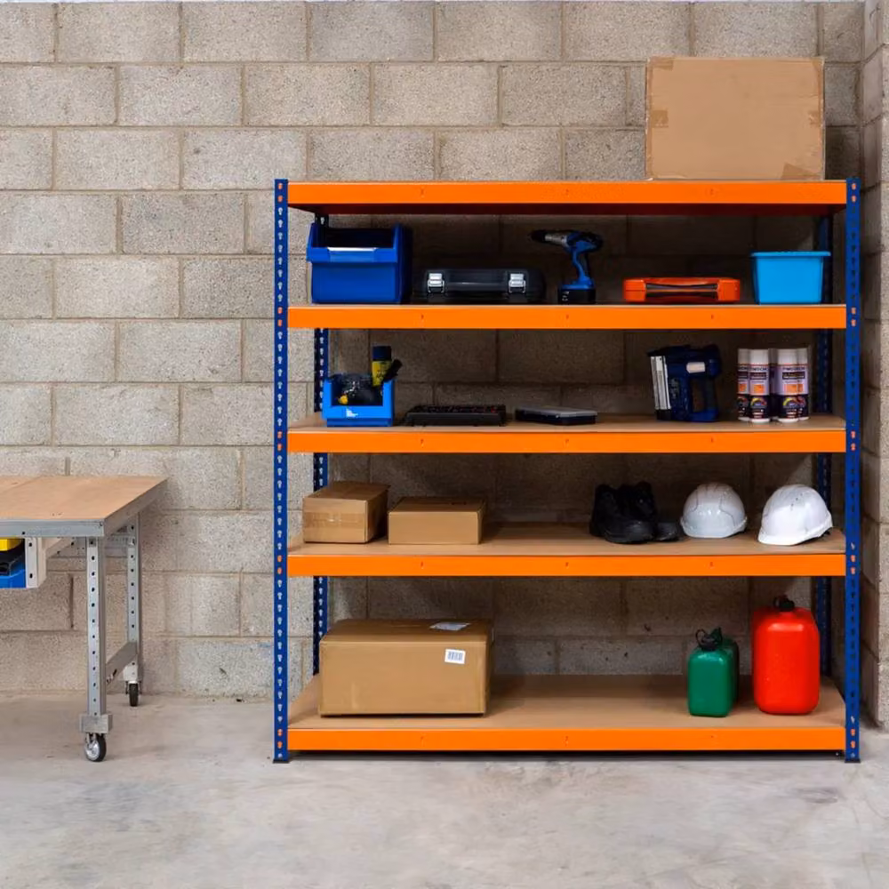 Monstershop S-Rax 5 Shelf Industrial Racking in Blue, H x W x D: 180 x 180 x 60 cm – 4
