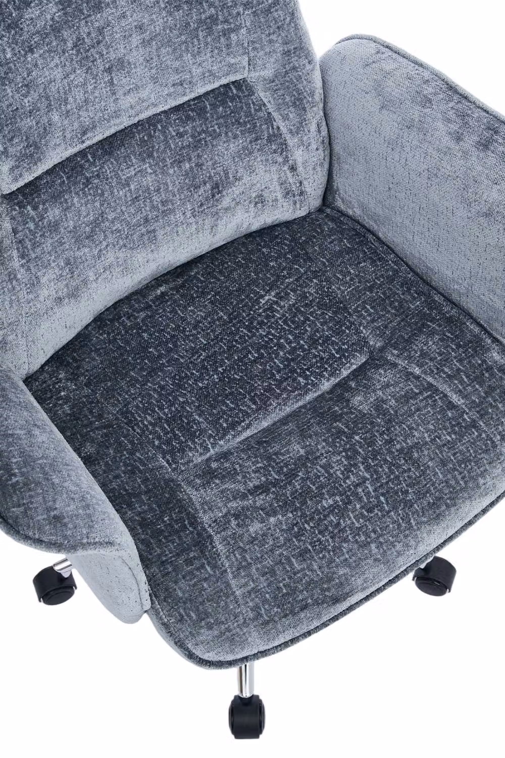 Living and Home Mid-Century Blue Chenille Swivel Task Chair with Armrests – 4