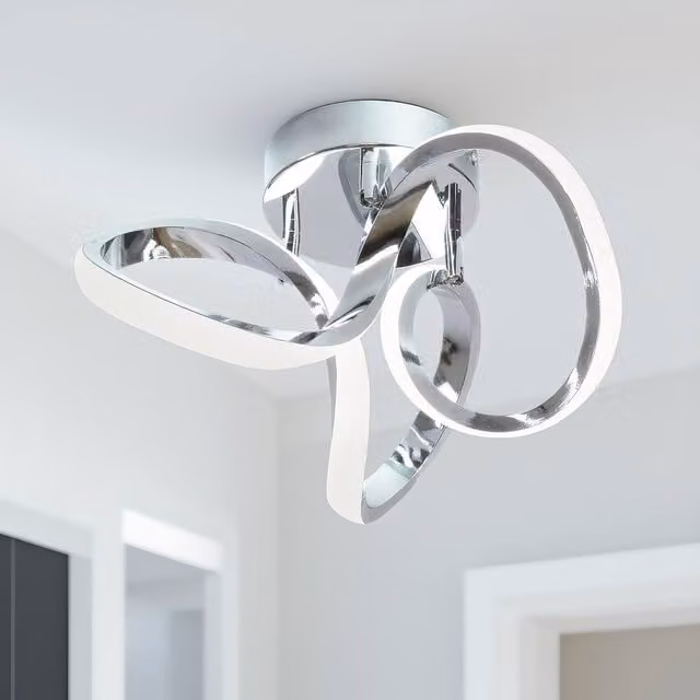 NIVOR Modern Geometric LED Flush Mount Ceiling Light in Metallic Silver