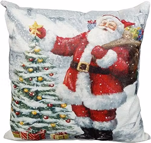 Netagon Santa Father Christmas Design Christmas Themed Cushion in White, W/D/H: 40 x 40 x 40 cm – 1
