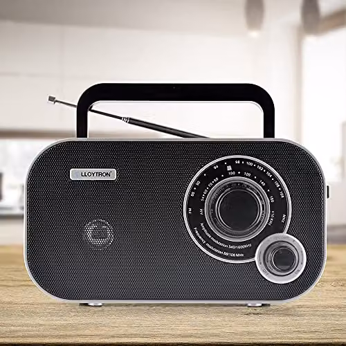 LLOYTRON Calypso Portable AM/FM Radio with 3.5mm Jack, Black – 5