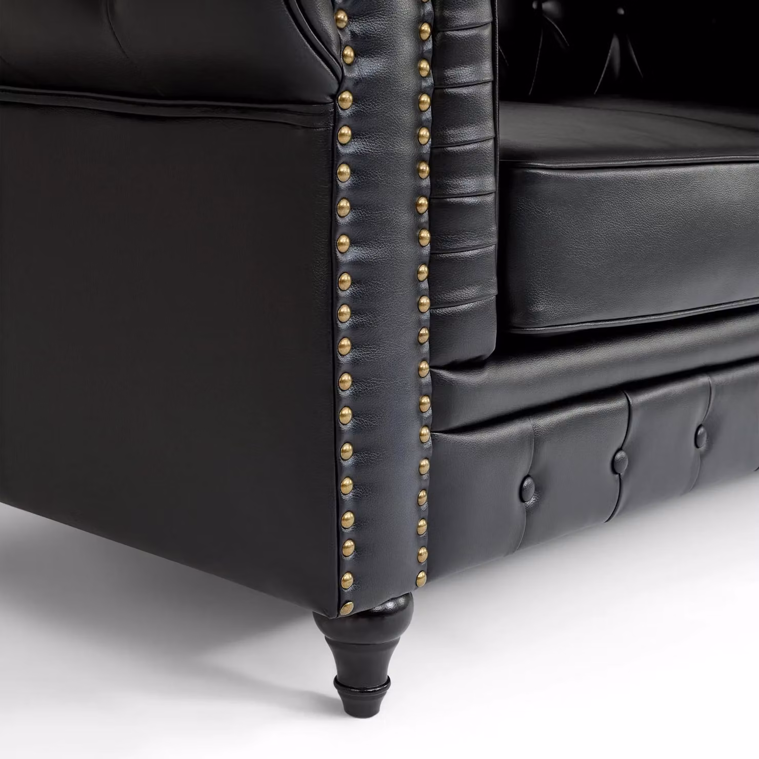 Bravich LTD Chesterfield Faux Leather Button-Tufted 1 Seater Armchair in Black – 5