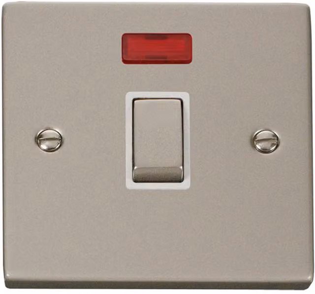 SE HOME Pearl Nickel 1 Gang 20A Ingot DP Switch with Neon in White