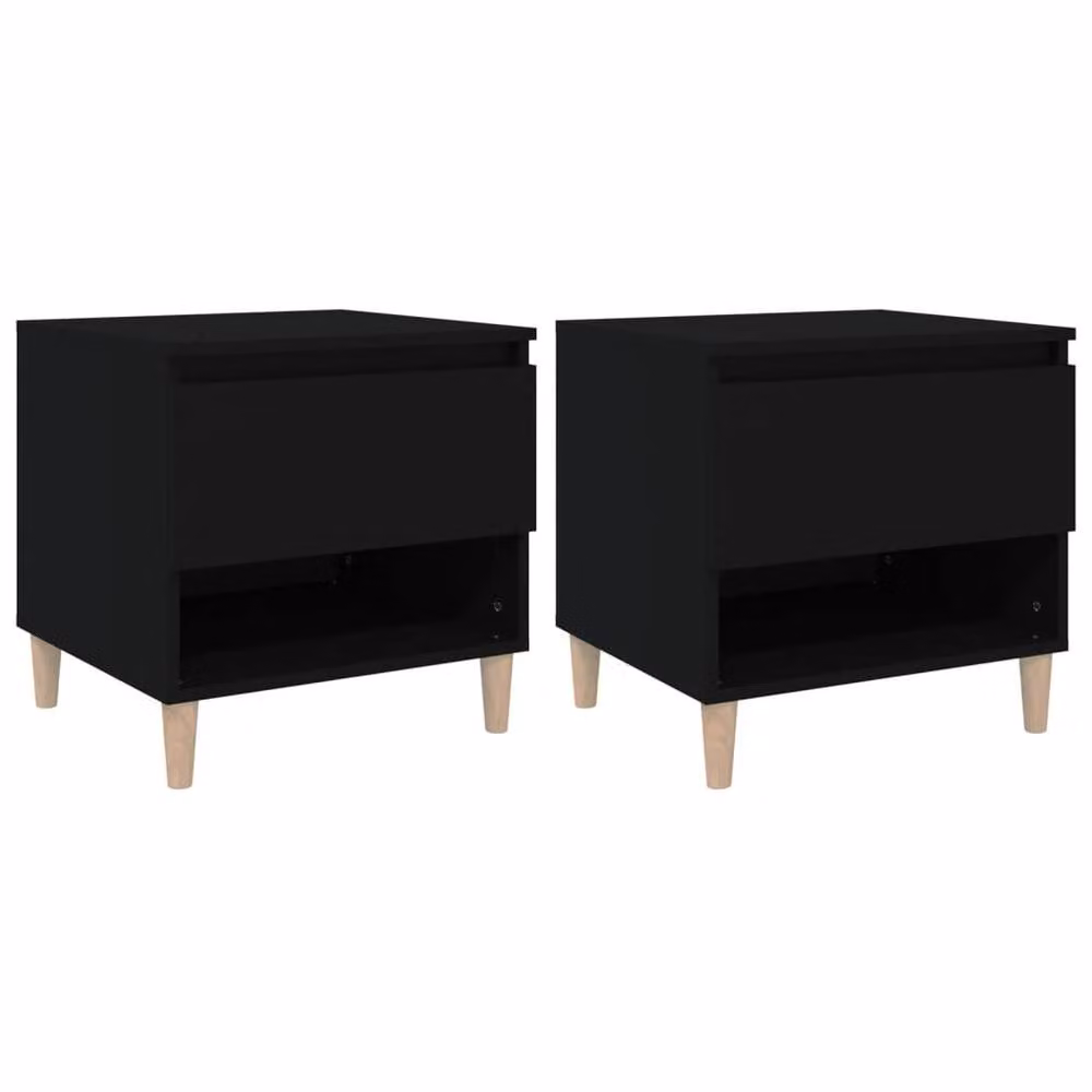Berkfield Home Elegant Bedside Tables, 2 Piece Set in Black, W/D/H: 50 x 46 x 50 cm – 2