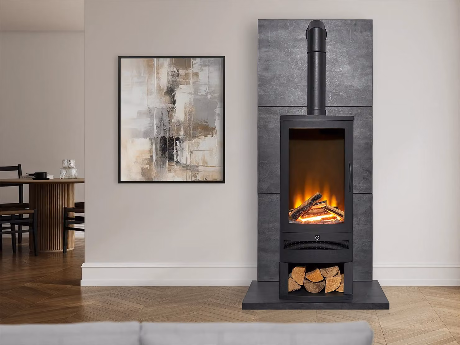 Acantha Fires & Fireplaces Horizon Tall Angled Electric Stove Pipe in Black – 2