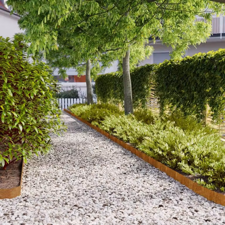 Berkfield Home Flexible Corten Steel Lawn Edgings, Brown, 50 Pieces, H: 10 cm x W: 103 cm