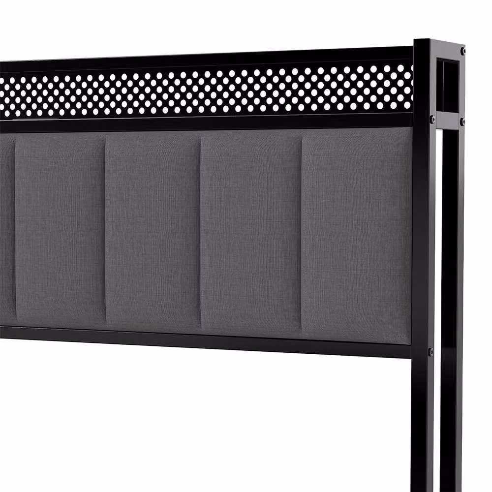 Levede Single Upholstered Bed Frame in Grey with LED Lighting and USB Charging Port, W/D/H: 90 x 200 x 100 cm – 4
