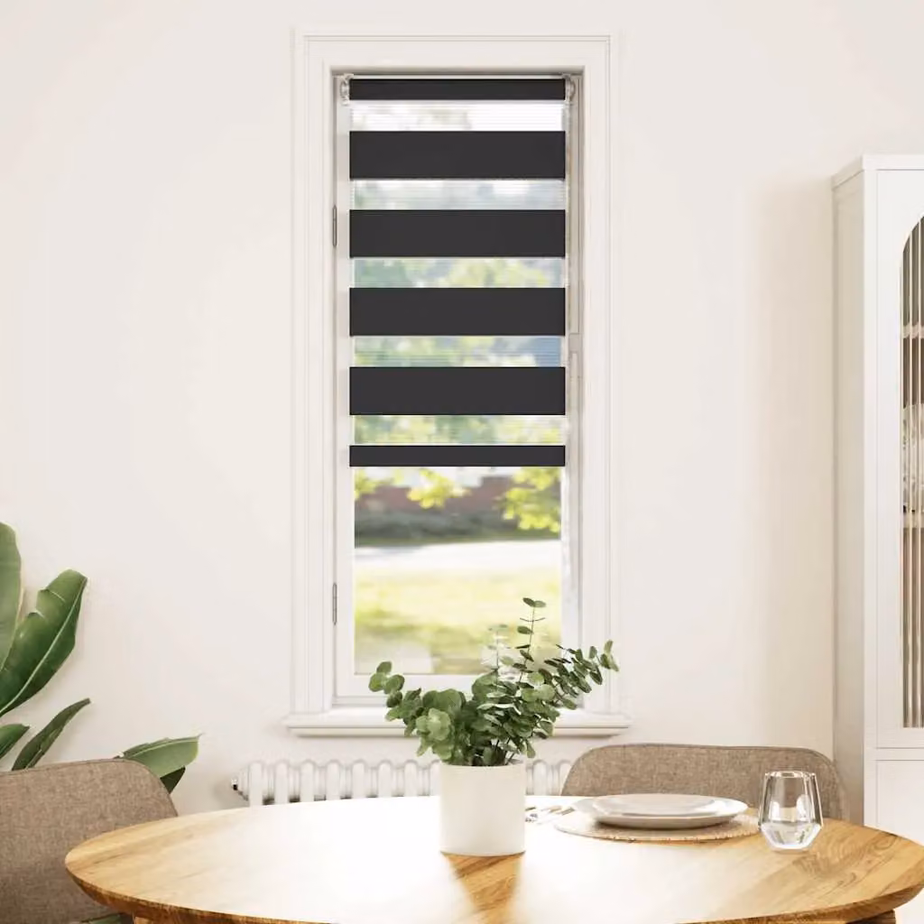 Berkfield Home Black Zebra Day and Night Blind in Polyester, W: 45 cm, H: 100 cm – 2
