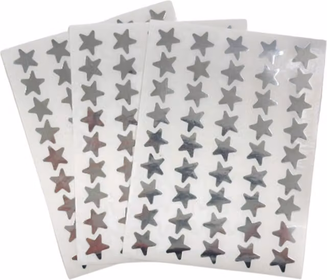 Janrax Pack of 1080 Silver 15mm Self-Adhesive Shiny Stars