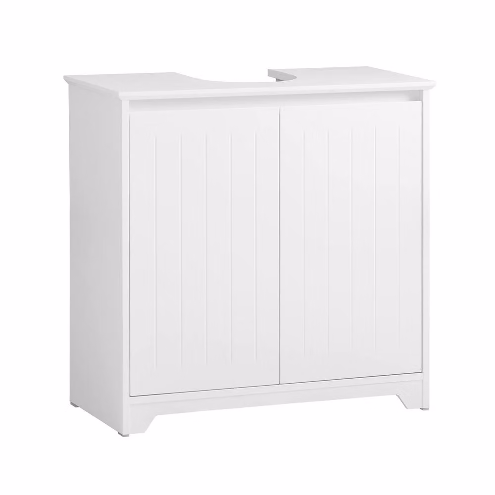 SoBuy Modern White Under Sink Bathroom Cabinet with Soft Close Hinged Doors and Internal Shelves – 2