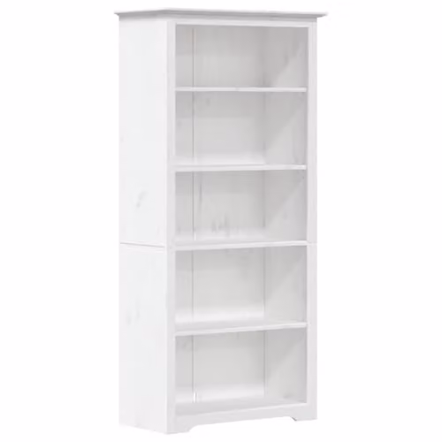 vidaXL BODO 5-Tier Bookcase in White Solid Pine Wood, W/D/H: 80 x 38 x 180 cm