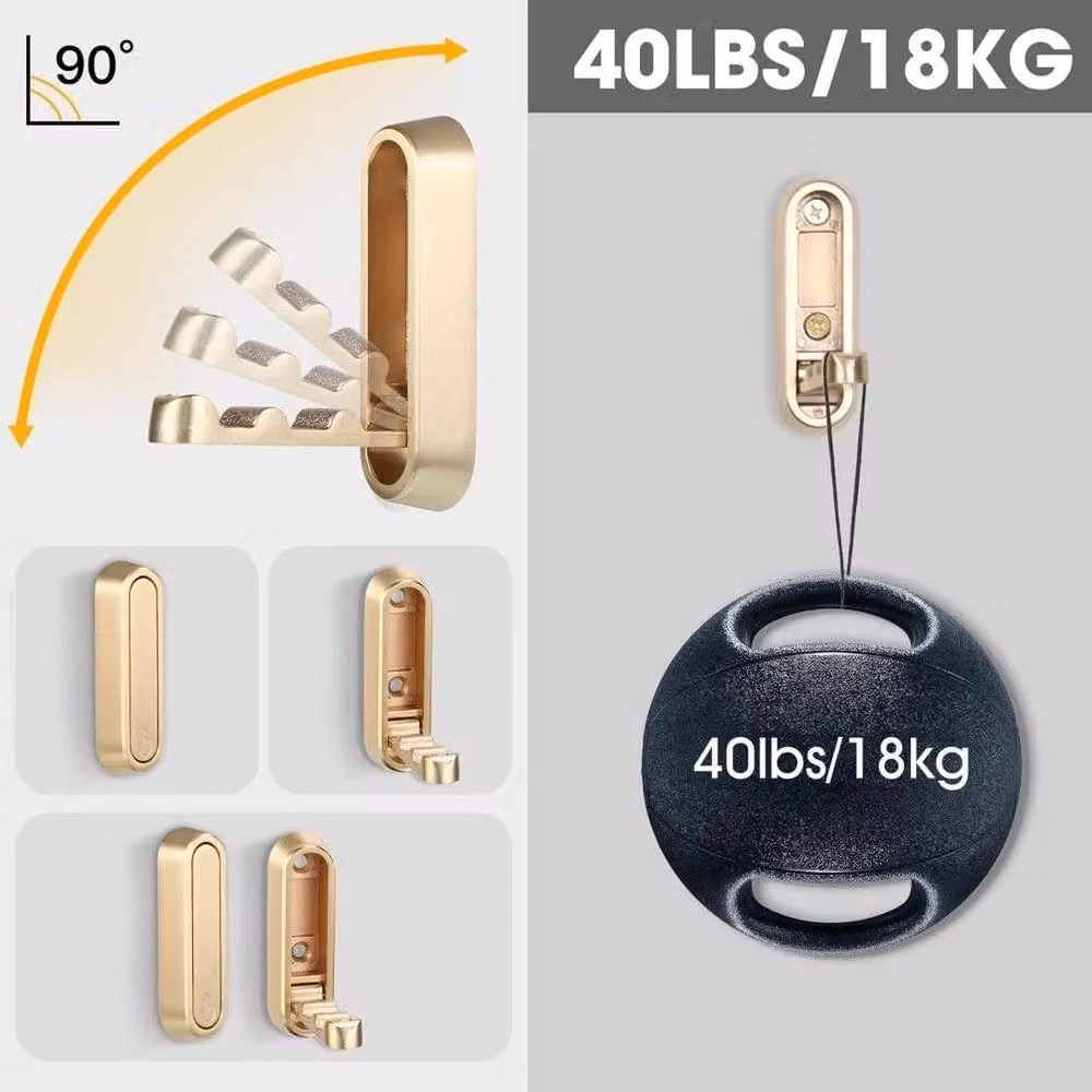 FLAVORA Gold Metal Folding Wall Mounted Clothes Hanger Set of 2, Width: 50 cm – 2