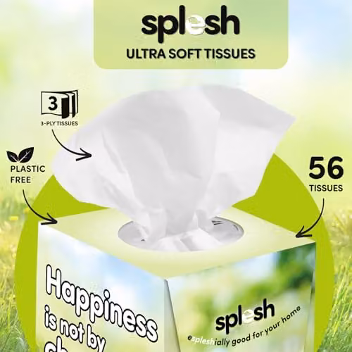 Splesh Ultra Soft 3-Ply Facial Tissues, 24 White Square Box Multipack – 2