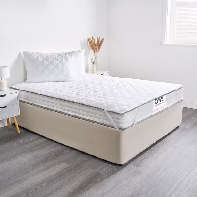 Pinsonic Soft Allergy-Friendly Mattress Topper, White, W: 180 cm x D: 200 cm