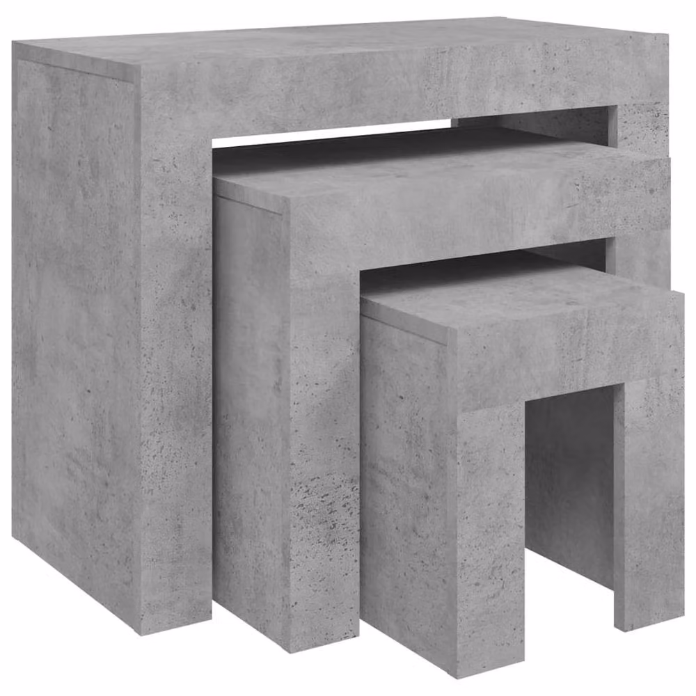 Berkfield Home Nesting Coffee Tables, 3 Piece Set in Concrete Grey Engineered Wood – 3