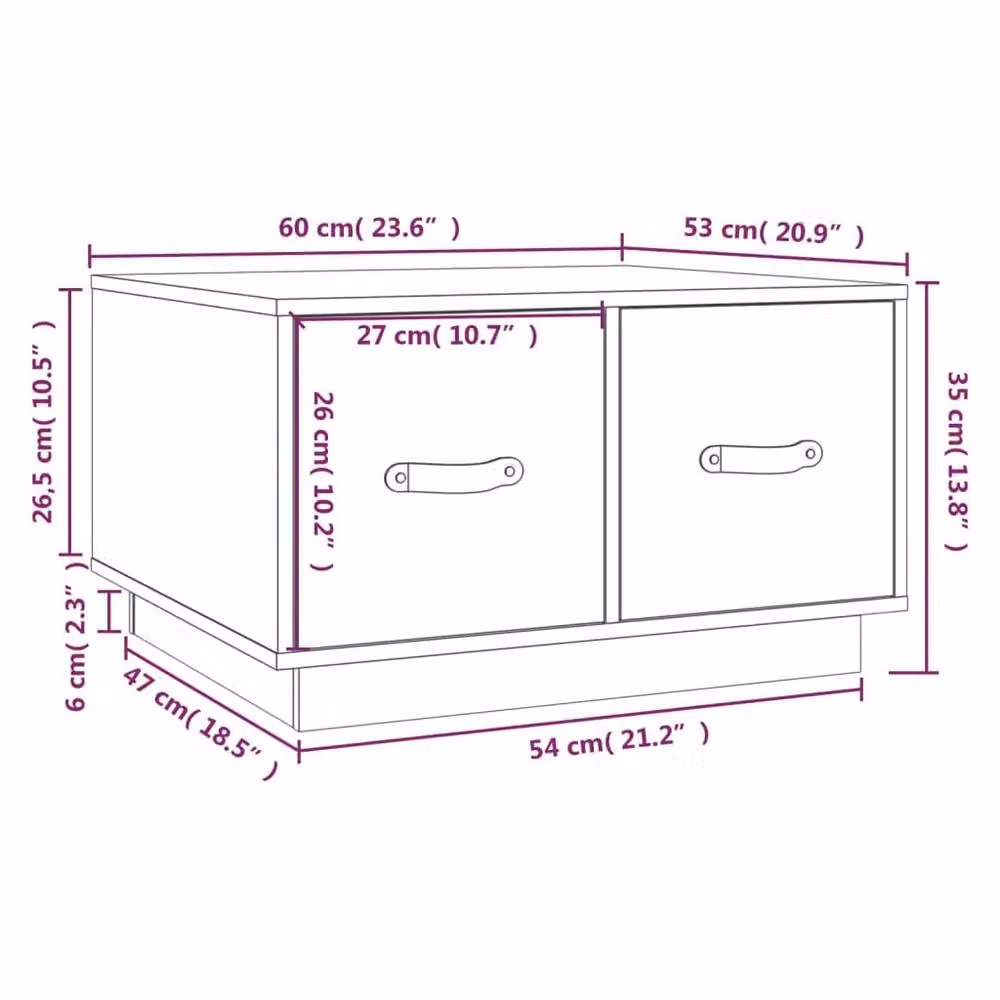 Berkfield Home Beautiful Coffee Table in Black Solid Pine Wood, W/D/H: 60 x 53 x 35 cm – 5