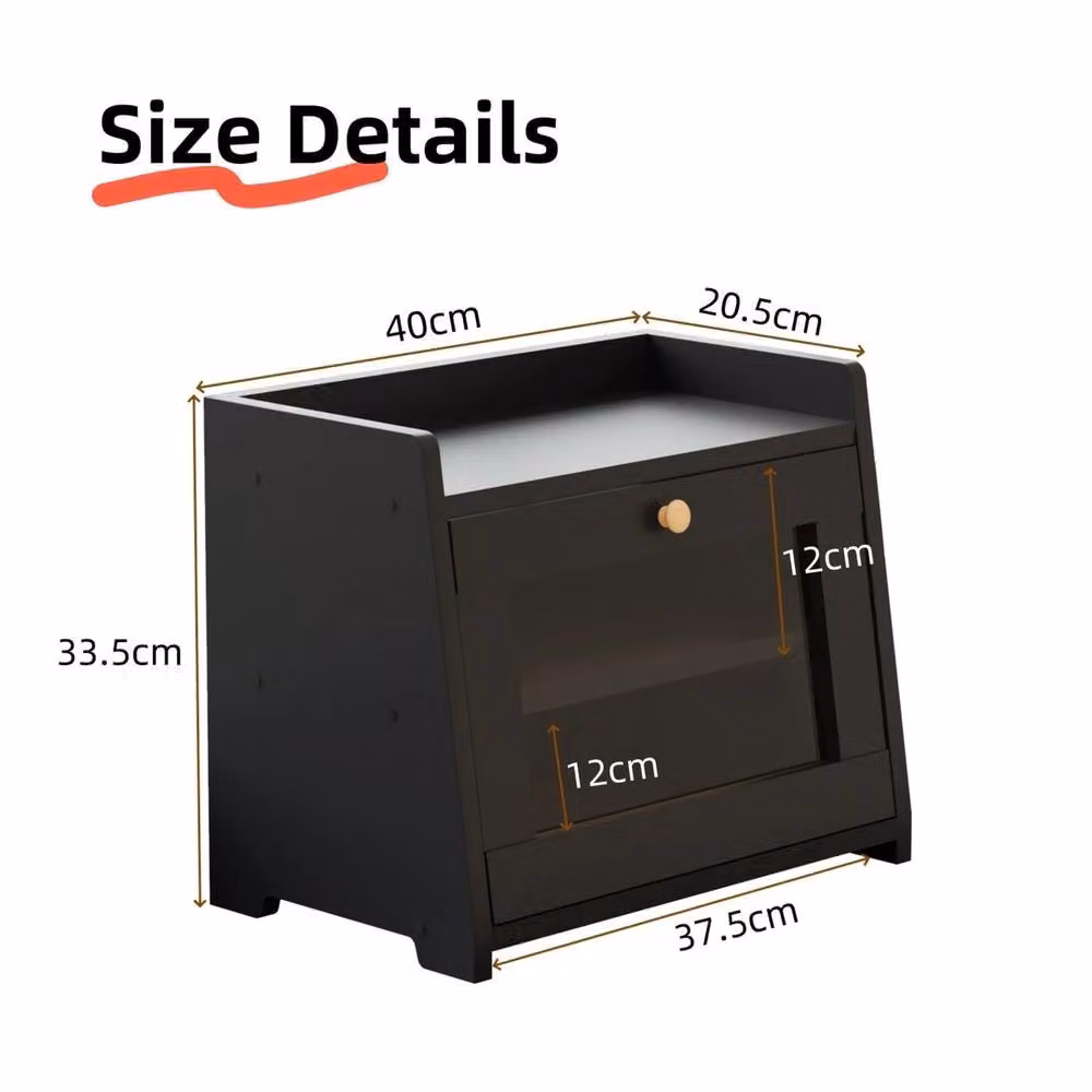 VOGREX Black Large Countertop Bread Box for Homemade Bread Storage, W: 40.0 cm, D: 33.5 cm – 2