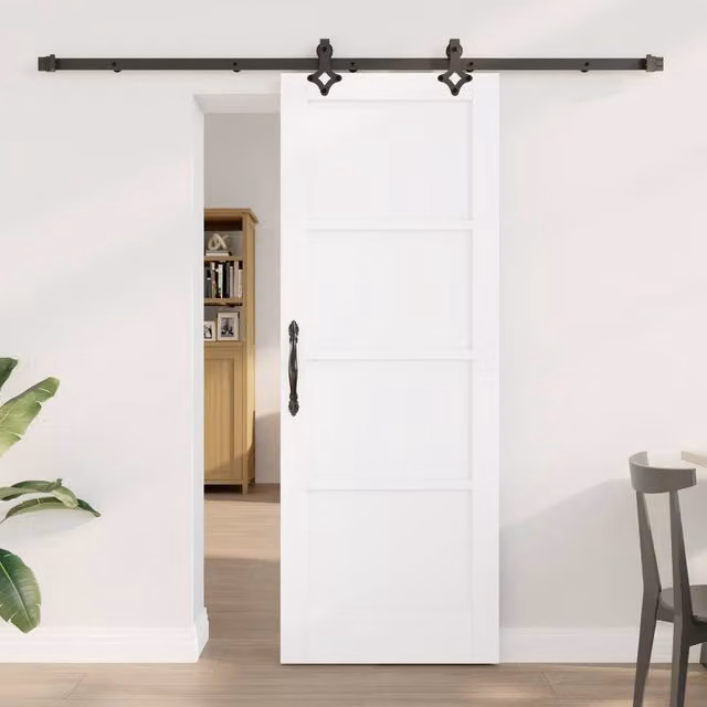 Berkfield Home Orkdal White Solid Wood Pine Sliding Door with Hardware Set