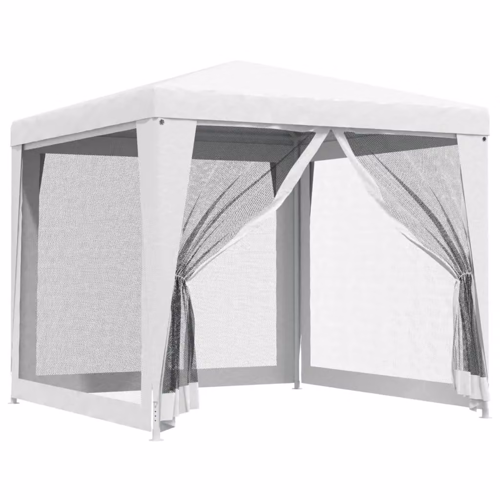 Berkfield Home Party Tent with 4 Mesh Sidewalls, White, W/D: 2.5 x 2.5 m – 2