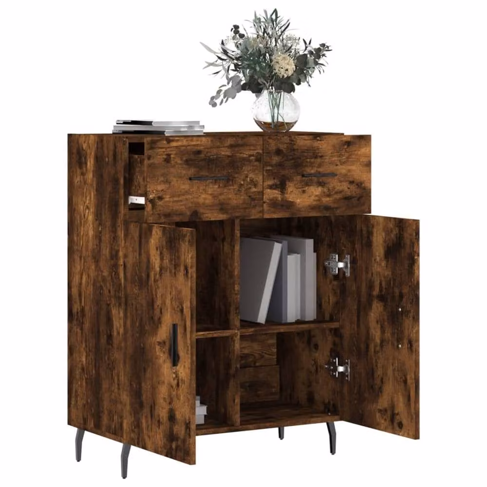 Berkfield Home Smoked Oak Sideboard in Brown, W/D/H: 69.5 x 34 x 90 cm – 4