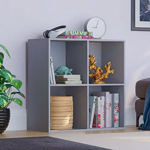 Vida Designs Durham 4 Cube Storage Organiser in Grey, W/D/H: 65.0 x 29.0 x 64.5 cm