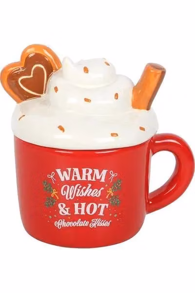 KDMD Red Ceramic Hot Chocolate Mug Shaped Tealight Oil Burner – 3