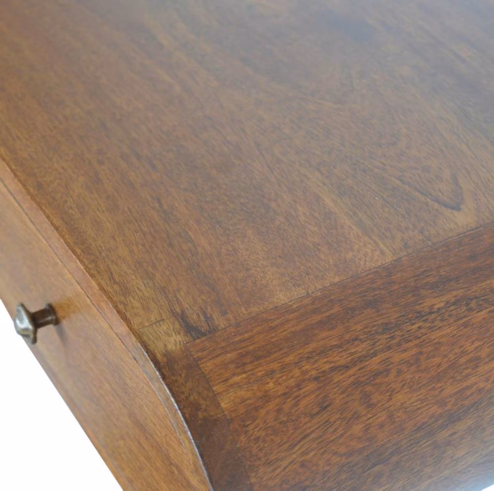 STILVORA Solid Mango Wood Console Table with 2 Drawers in Brown – 3