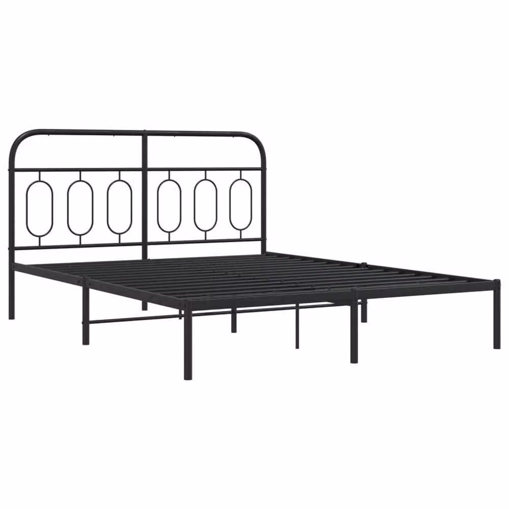 Berkfield Home Metal Bed Frame with Headboard, Black, W/D/H: 140 x 200 cm – 3