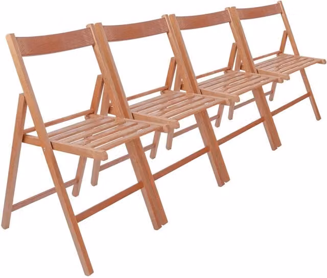 Harbour Housewares Beech Wood Folding Chairs, Pack of 4, Brown – 1