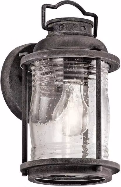 Netlighting Ashland Bay Small Outdoor Wall Lantern in Grey Zinc with Transparent Glass, IP44, E27 – 1