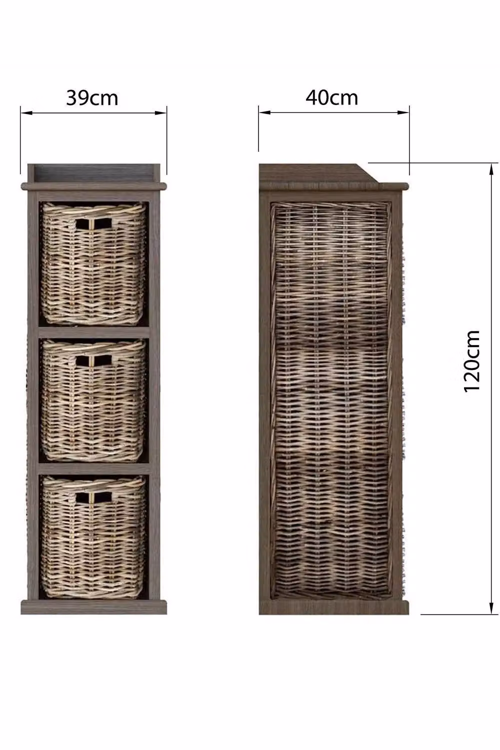 FWStyle 3 Drawer Kubu Rattan Storage Unit in Mahogany Brown – 3