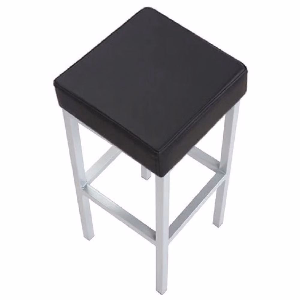 netfurniture Cara Square Padded Steel Stool in Black and Grey – 2