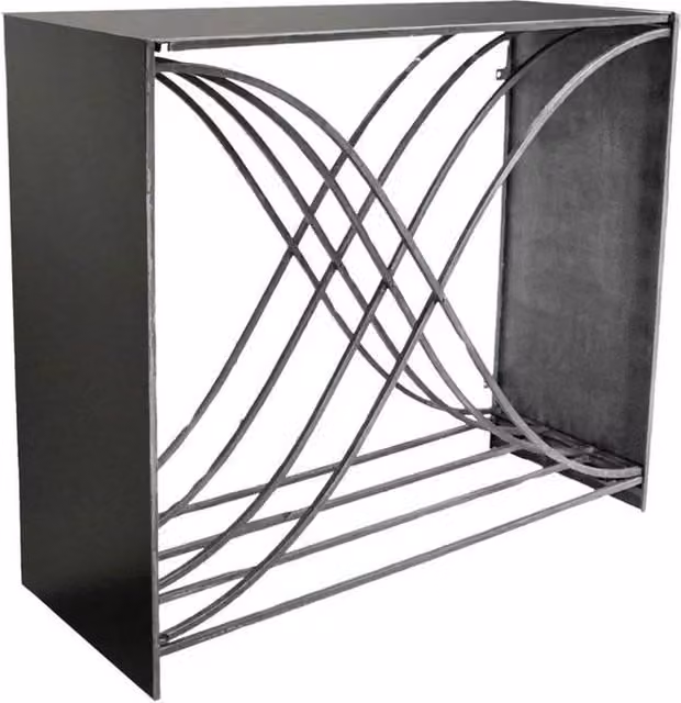 Lemon Pavilion Furniture and Decor Outdoor X Shape Log Storage in Grey Galvanised Steel, W100 x D38 x H88 cm – 1